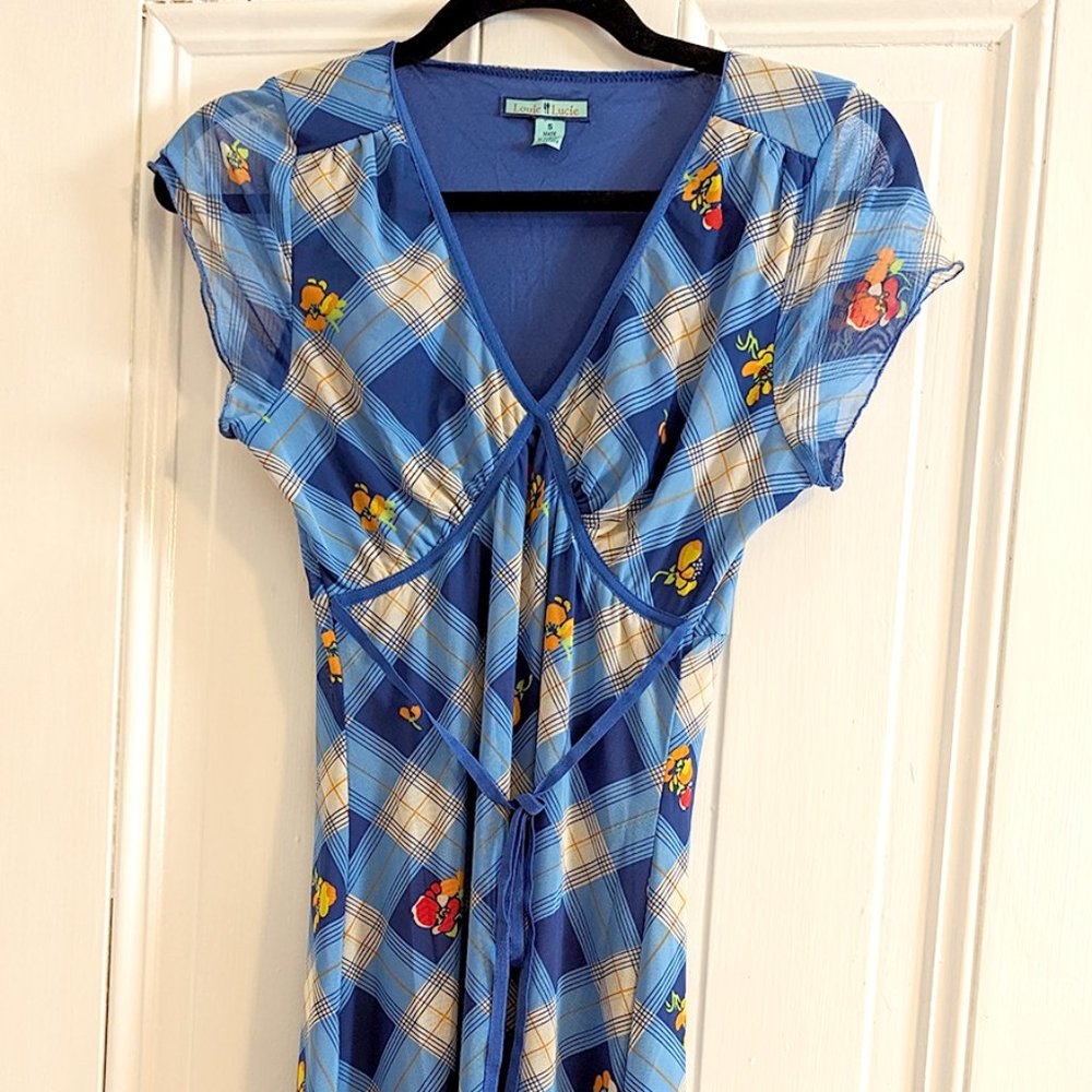 Louie Lucie Dress, Blue/Orange, Small (Modcloth)